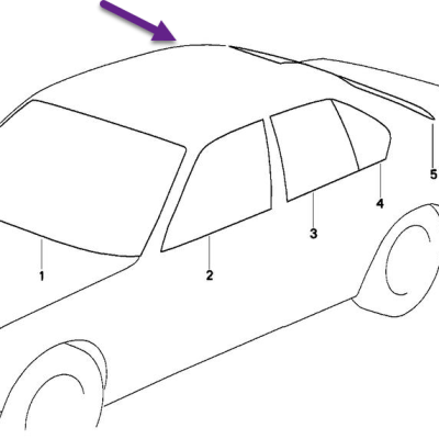 BMW 7-Serie E23 Deur ruit klein groen achter rechts